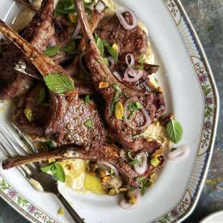 Spiced Lamb Chops with Hummus