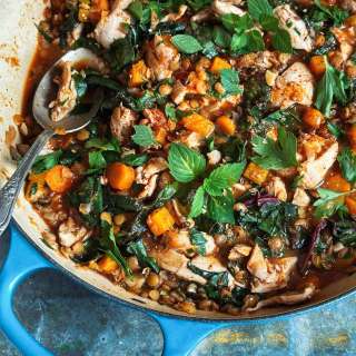 Spiced Lentils with Squash and Chicken