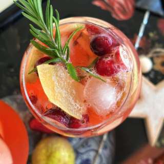 Sparkling White Wine Sangria with Quince, Apple and Rosemary