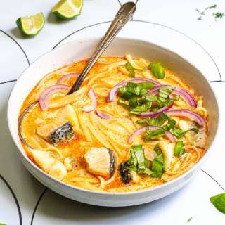 Fish Coconut Curry Soup with Noodles
