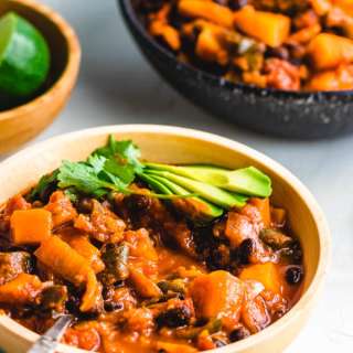 Roasted Poblano Peppers And Stewed Butternut Squash Chili