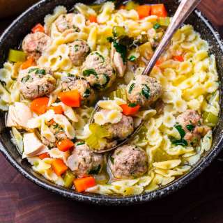 Chicken Noodle Soup with Meatballs