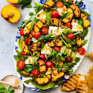 Grilled Peach Salad Recipe with Burrata