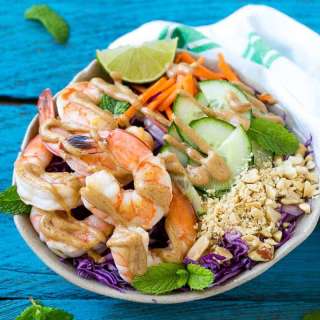 Healthy Shrimp Salad with Peanut Dressing