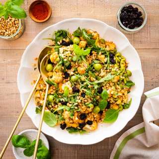 Warm Fregola Salad with Roasted Cauliflower Recipe