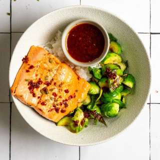 Sweet and Sour Salmon with Brussels Sprouts