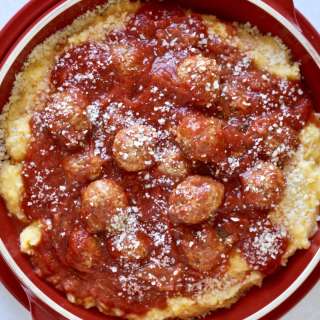 Creamy Polenta with Polpette al Sugo (meatballs in tomato sauce)