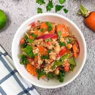 Asian Cauliflower Rice Stir Fry with Peanut Sauce