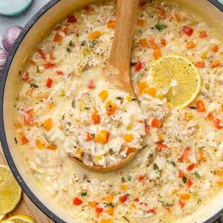 Creamy Turkey Lemon Rice Soup
