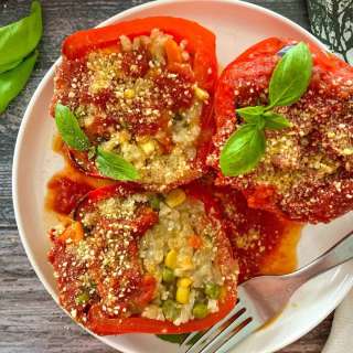 Italian Vegan Stuffed Peppers with Risotto