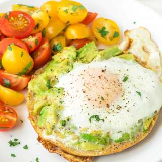 Bagel Egg in a Hole with Smashed Avocado