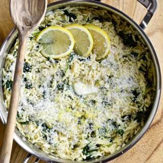 Creamy Butter Lemon Spinach Orzo Pasta