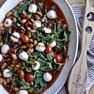 Warm White Bean Salad Tomatoes Arugula Baby Mozzarella