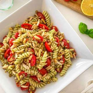 Lentil Pesto Pasta Salad