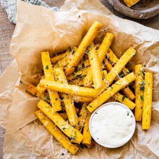 Crispy Baked Polenta Fries Recipe (Parmesan Herb)