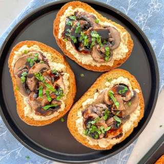 Vegan Crostini with "Ricotta" + Mushrooms