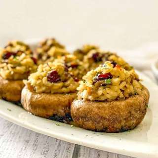 Vegan Stuffed Mushrooms with Cranberry Risotto