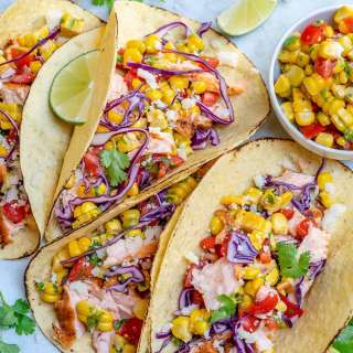 Salmon Tacos With Corn Salsa