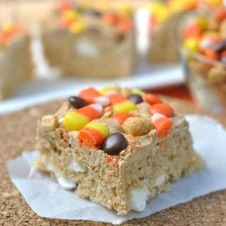 Peanut Butter Candy Corn Krispie Treats