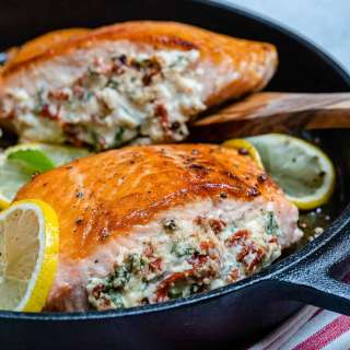 Tomato Cheese Stuffed Salmon