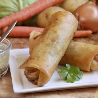 Filipino Lumpia with a Garlic and Black Pepper Vinegar Sauce