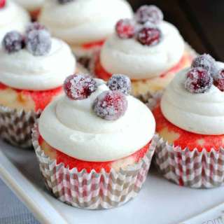 White Chocolate Cranberry Poke Cupcakes
