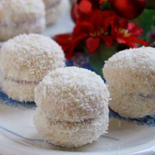 Scottish Snowballs (Raspberry Jam Sandwich Cookies Dipped in Coconut)