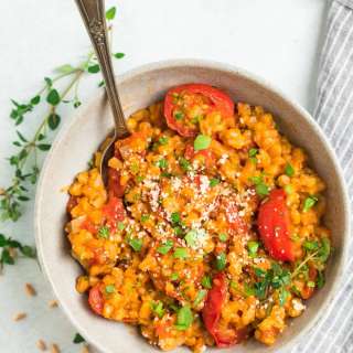 Farro Risotto with Tomatoes and Parmesan