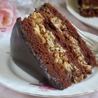 German Chocolate Cake (Triple Layer Recipe with Chocolate Ganache)