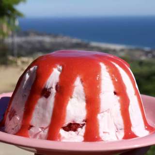 Frozen Strawberry Dessert with Strawberry Sauce