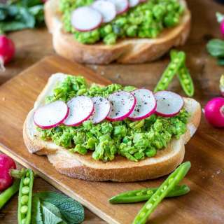 Peas on Toast with Mint and Radishes