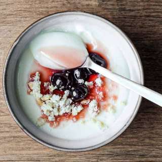 Italian Lemon Cream with Maraschino Cherries
