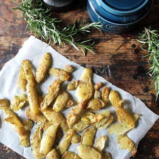 Roasted Potato Peelings with Rosemary and Sea Salt