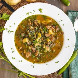Sausage Soup Recipe with Potatoes, Peppers and Swiss Chard