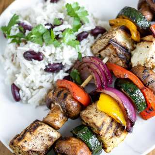 Jerk Tofu Skewers with Vegetables