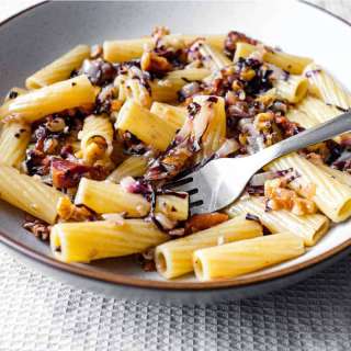 Radicchio Pasta with Guanciale, Gorgonzola & Walnuts