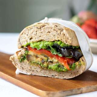 Roasted Vegetable Sandwich with Pea Pesto