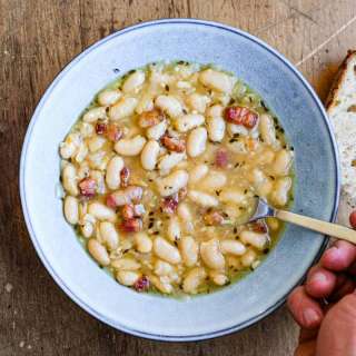 Garlic Soup with Beans and Bacon