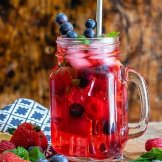 Berry Iced Tea with Ginger and Mint