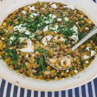 Greek Tarhana Soup with Lentils & Herbs