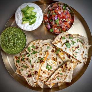 Sweet Potato & Leek Bolani with Coriander Chutney