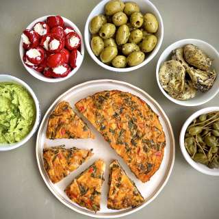 Summer Kuku served with a Pea and Mint Dip