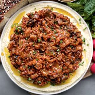 Rose-Harissa Aubergines & Hummus