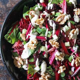 Beetroot and Blackberry Salad with Tahini Dressing