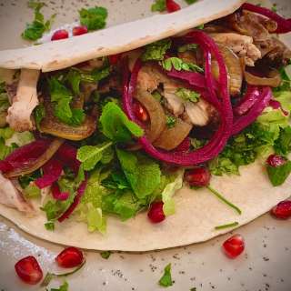 Sticky Pomegranate Chicken Wraps