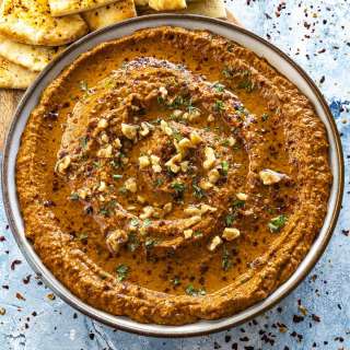 Muhammara Recipe (Roasted Red Pepper and Walnut Dip)
