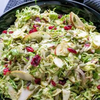 Shaved Brussel Sprout Salad with Pumpkin Seed Dressing