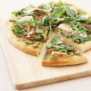 Pesto Pizza with Grana Padano and Prosciutto di San Daniele
