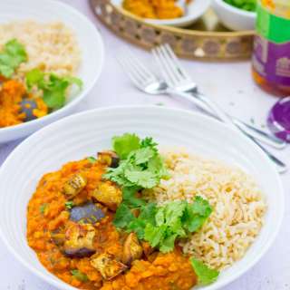 Roasted Aubergine and Red Lentil Dhal (Vegan)