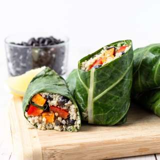 Collard Wraps with Quinoa and Sweet Potato